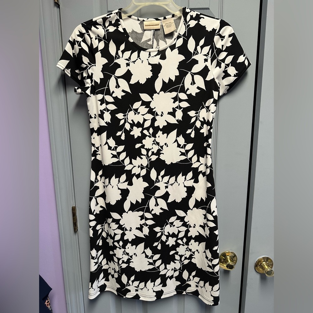 Expressions Black and White Floral Mini Dress